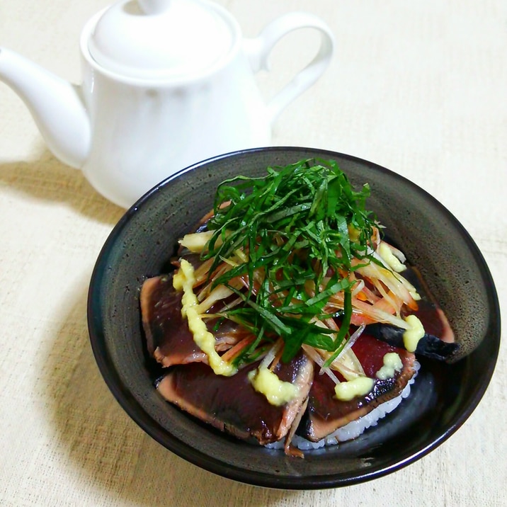 たっぷり薬味❀鰹のたたき丼～からの～だし茶漬け